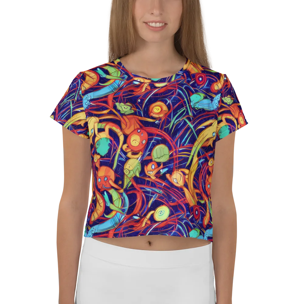 Neon Reef Rapture on Crop Tee — Front