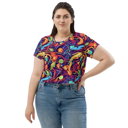 Neon Reef Rapture on a Crop Tee