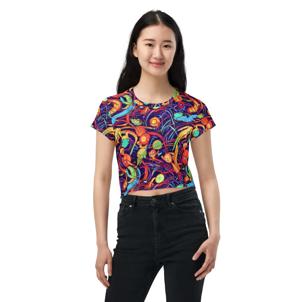 Neon Reef Rapture on Crop Tee — Front