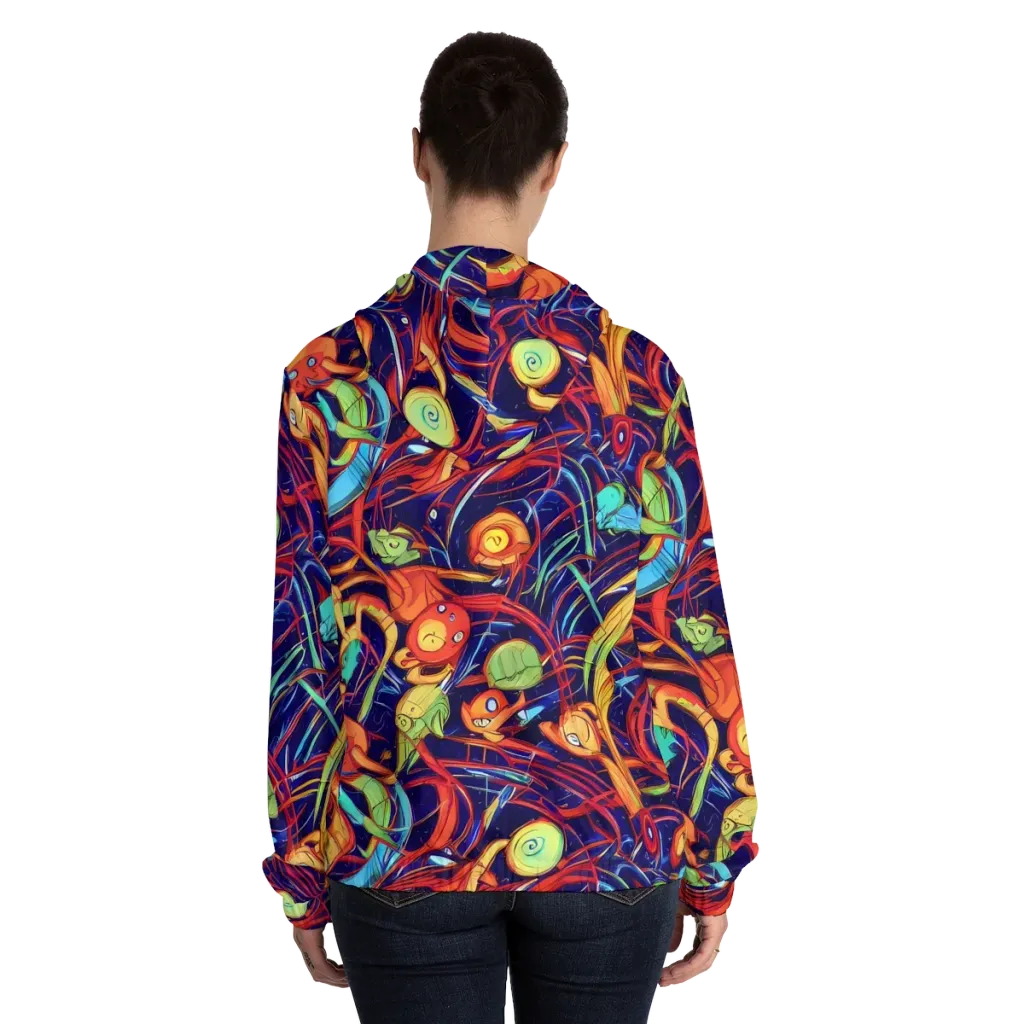 Neon Reef Rapture on Women's Full-Zip Hoodie — Back On Person