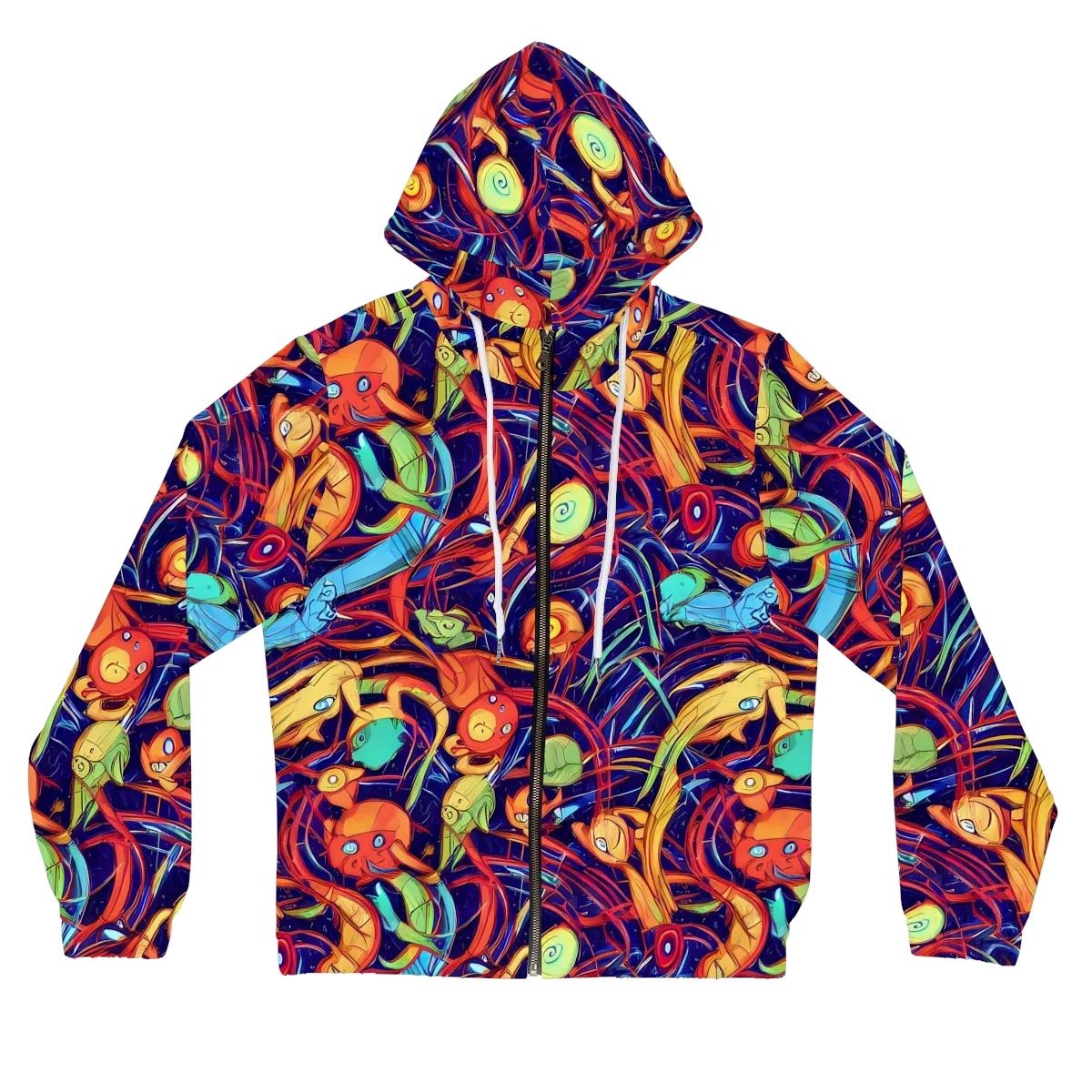 Neon Reef Rapture on Women's Full-Zip Hoodie — Front