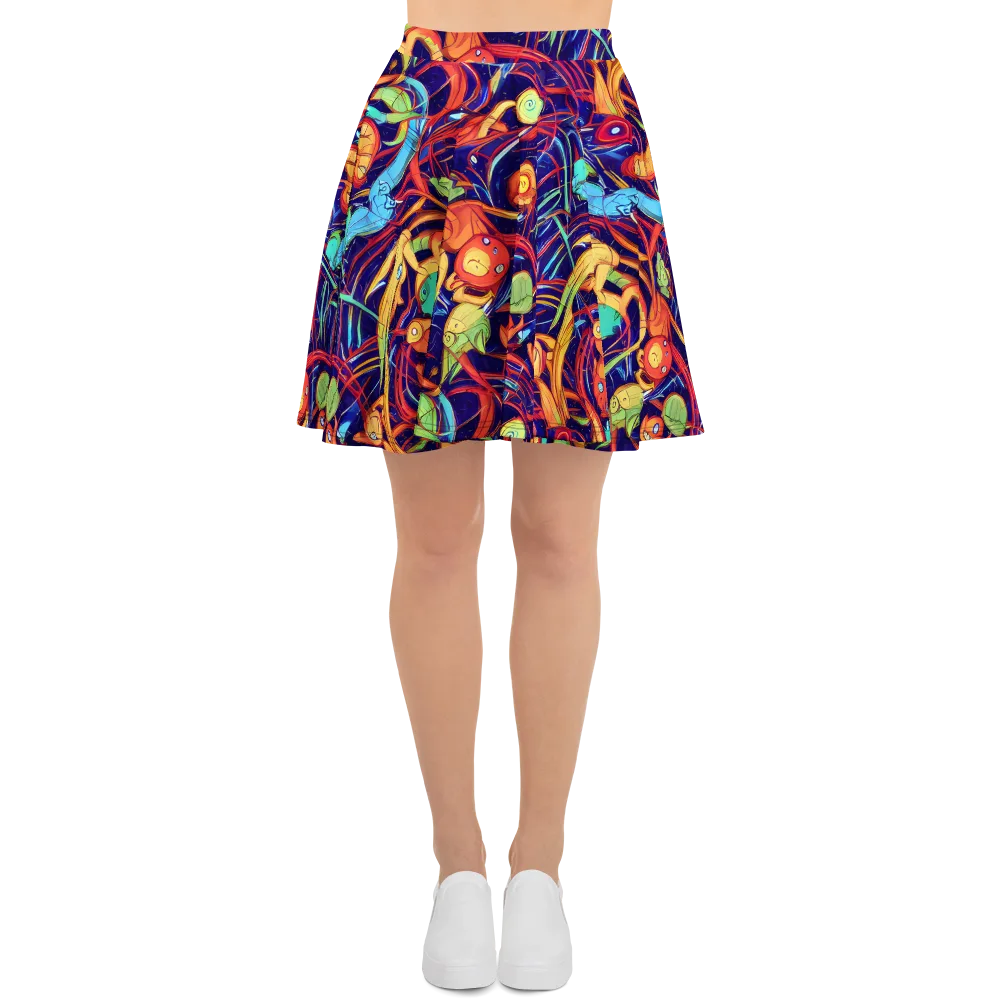 Neon Reef Rapture on Skater Skirt — Front
