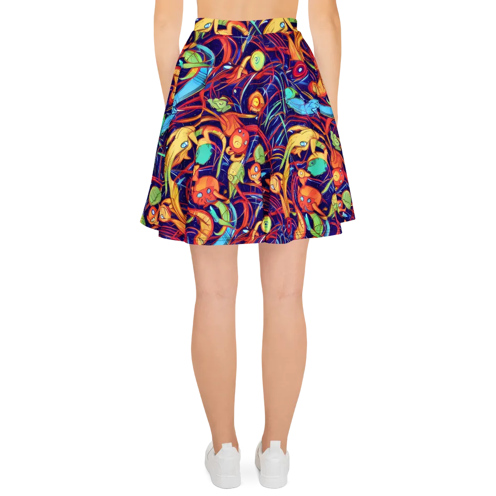 Neon Reef Rapture on Skater Skirt — Back