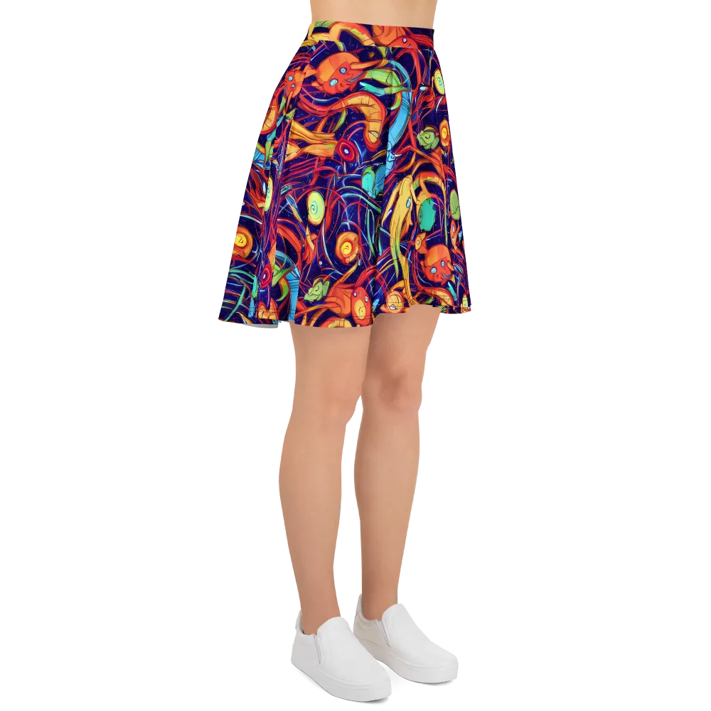 Neon Reef Rapture on Skater Skirt — Right