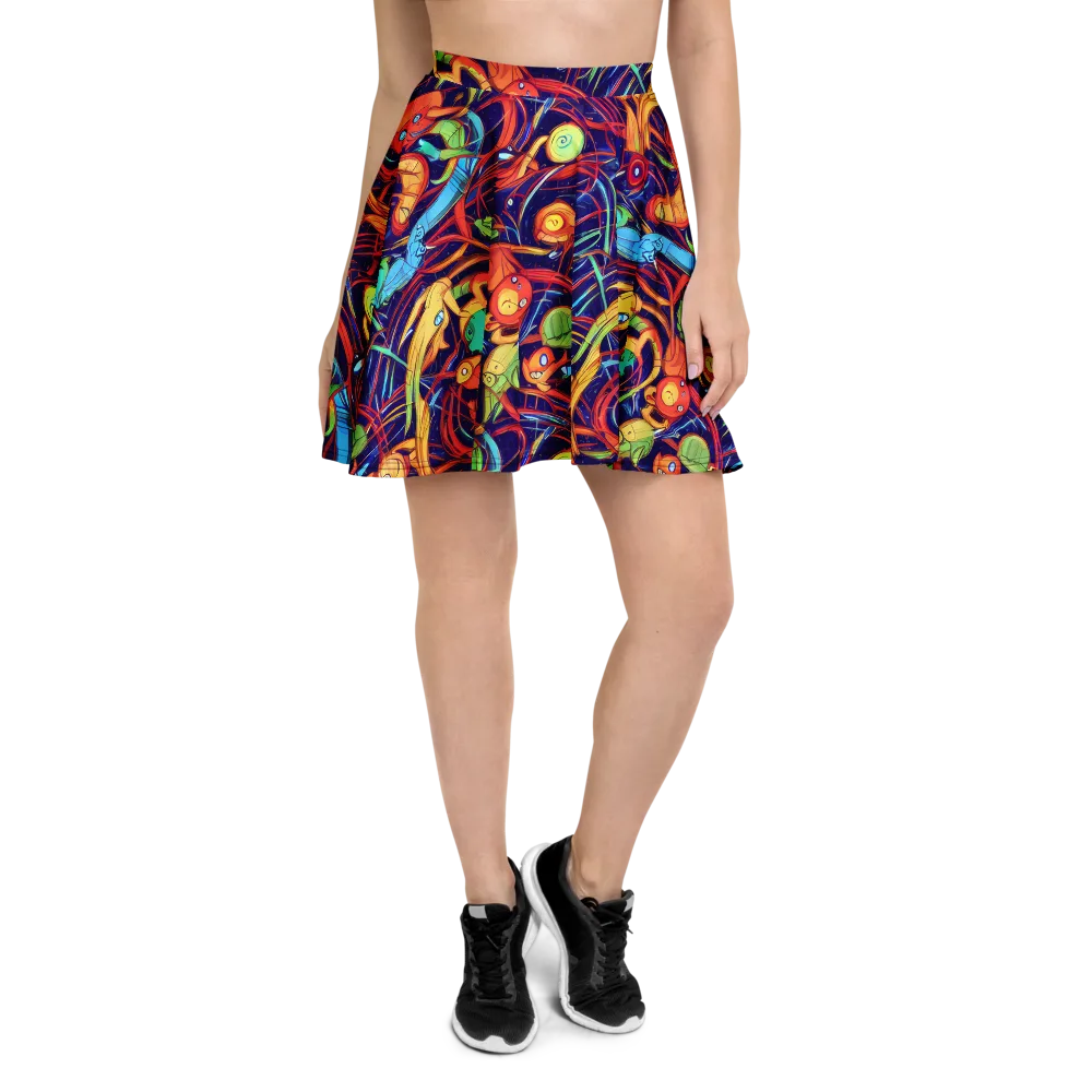Neon Reef Rapture on Skater Skirt — Front