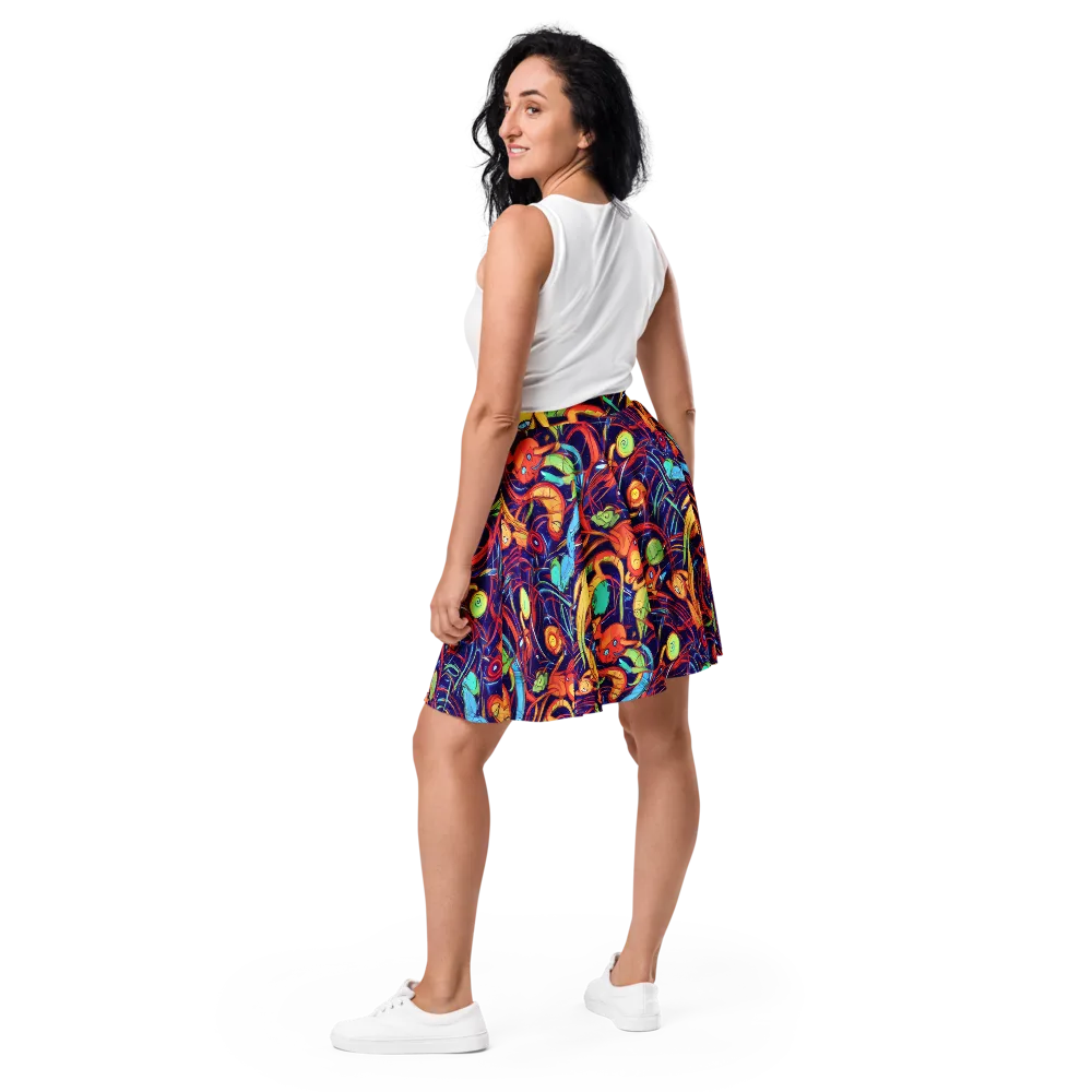 Neon Reef Rapture on Skater Skirt — Back