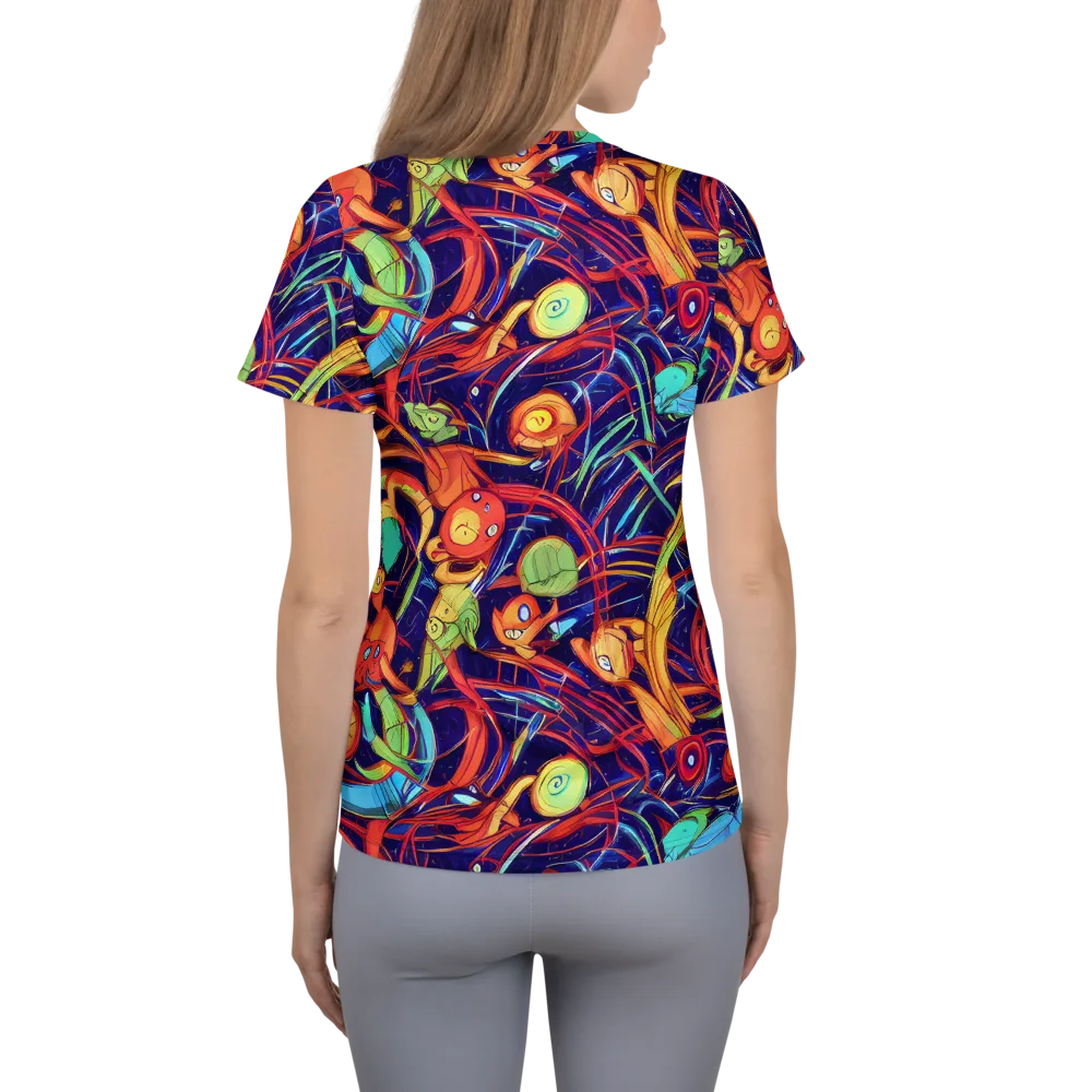 Neon Reef Rapture on Women's Athletic T-Shirt — Back
