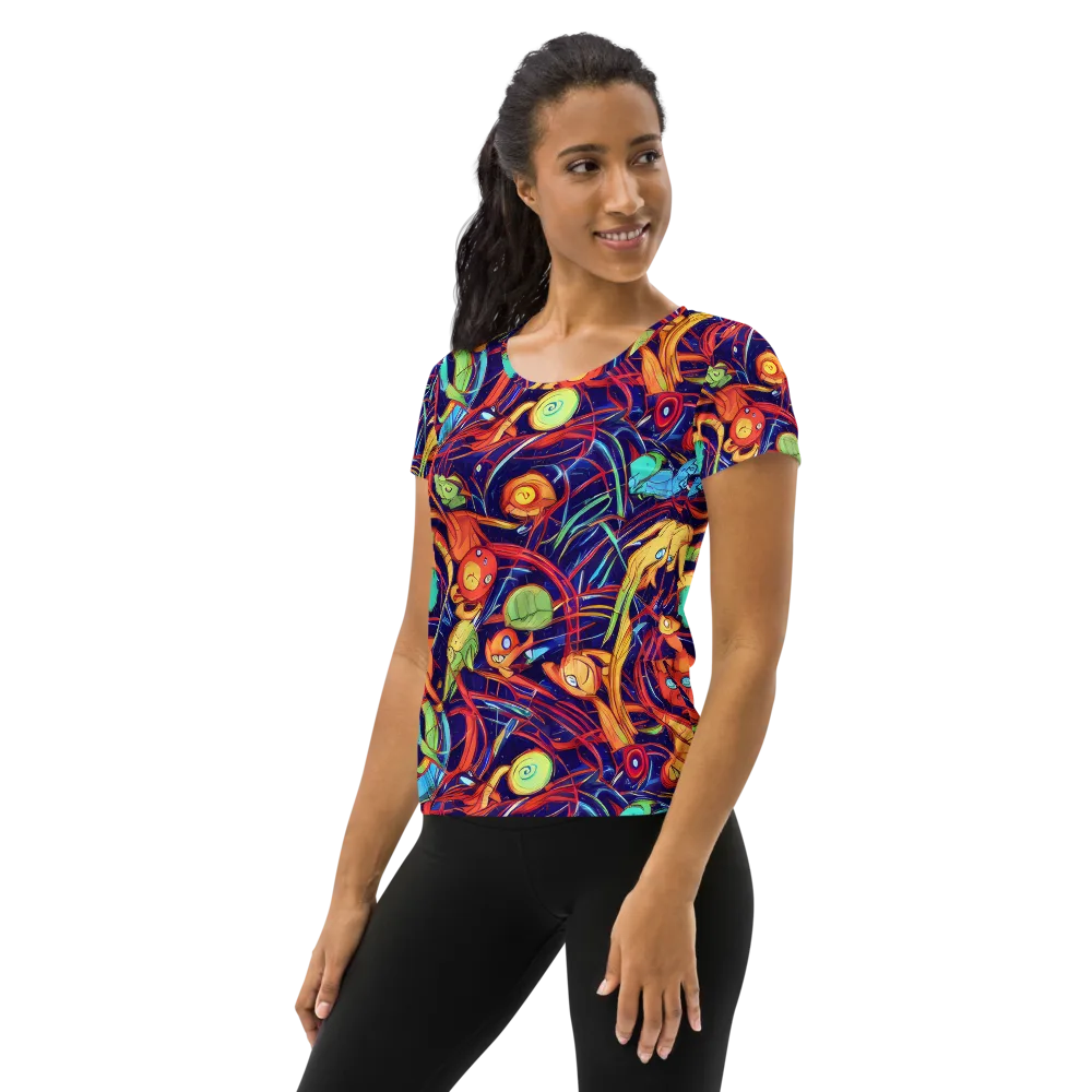 Neon Reef Rapture on Women's Athletic T-Shirt — Left