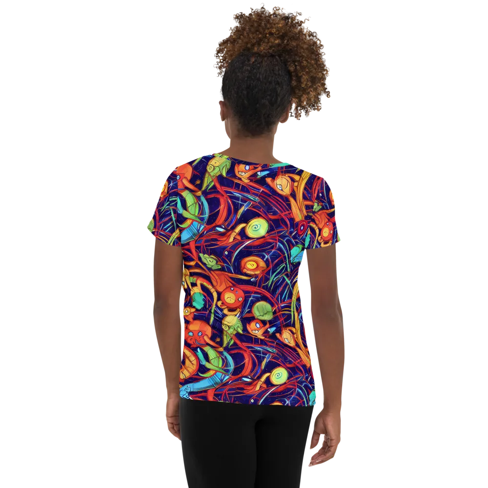 Neon Reef Rapture on Women's Athletic T-Shirt — Back
