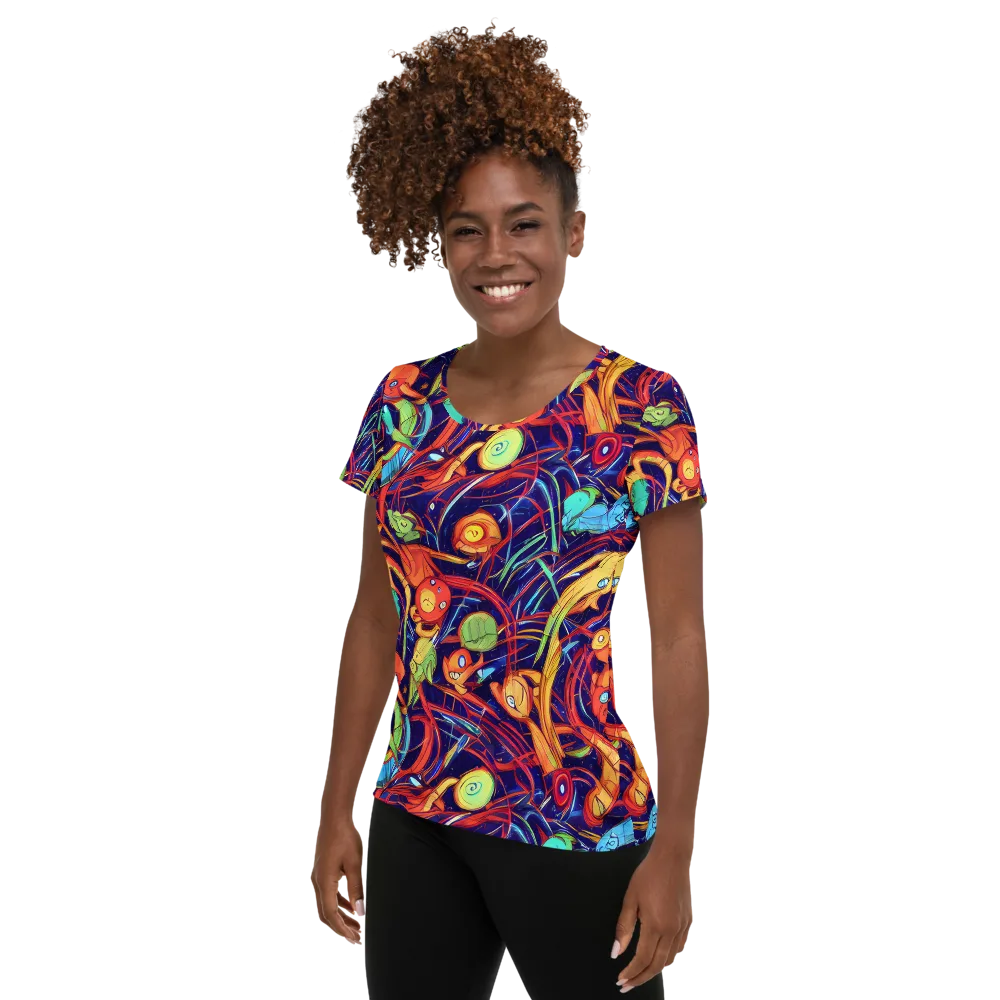 Neon Reef Rapture on Women's Athletic T-Shirt — Left