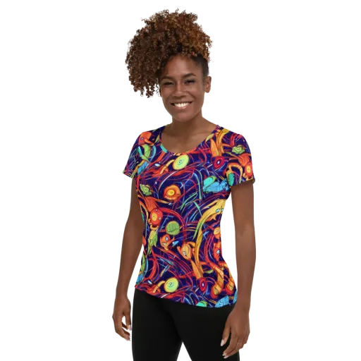 Neon Reef Rapture on a Women's Athletic T-Shirt