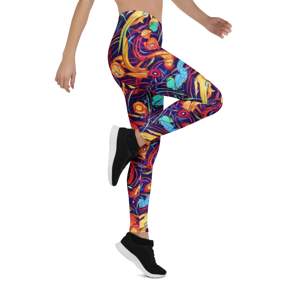 Neon Reef Rapture on Leggings — Right