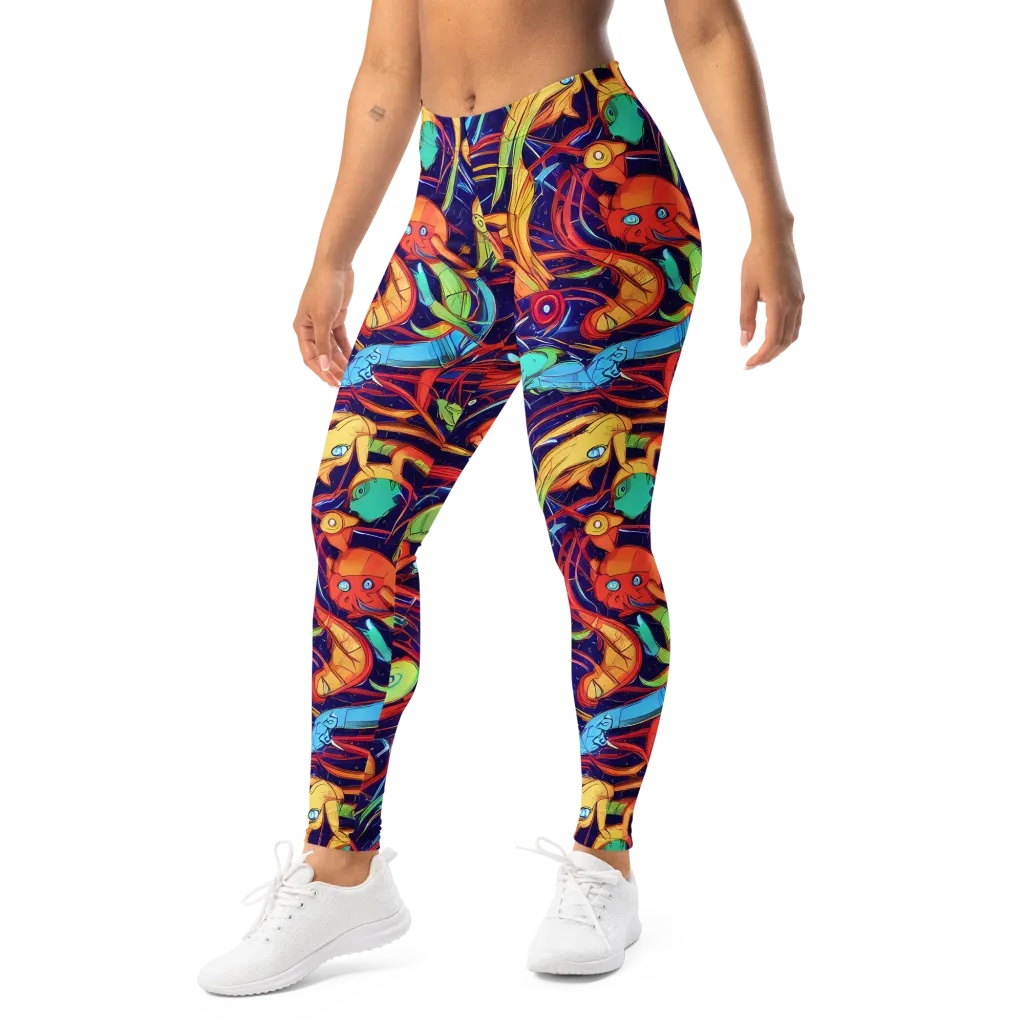 Neon Reef Rapture on Leggings — Left Front