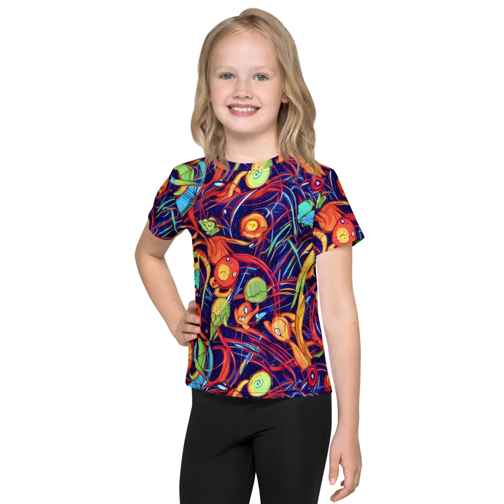 Neon Reef Rapture on Kids Crew Neck T-Shirt — Front