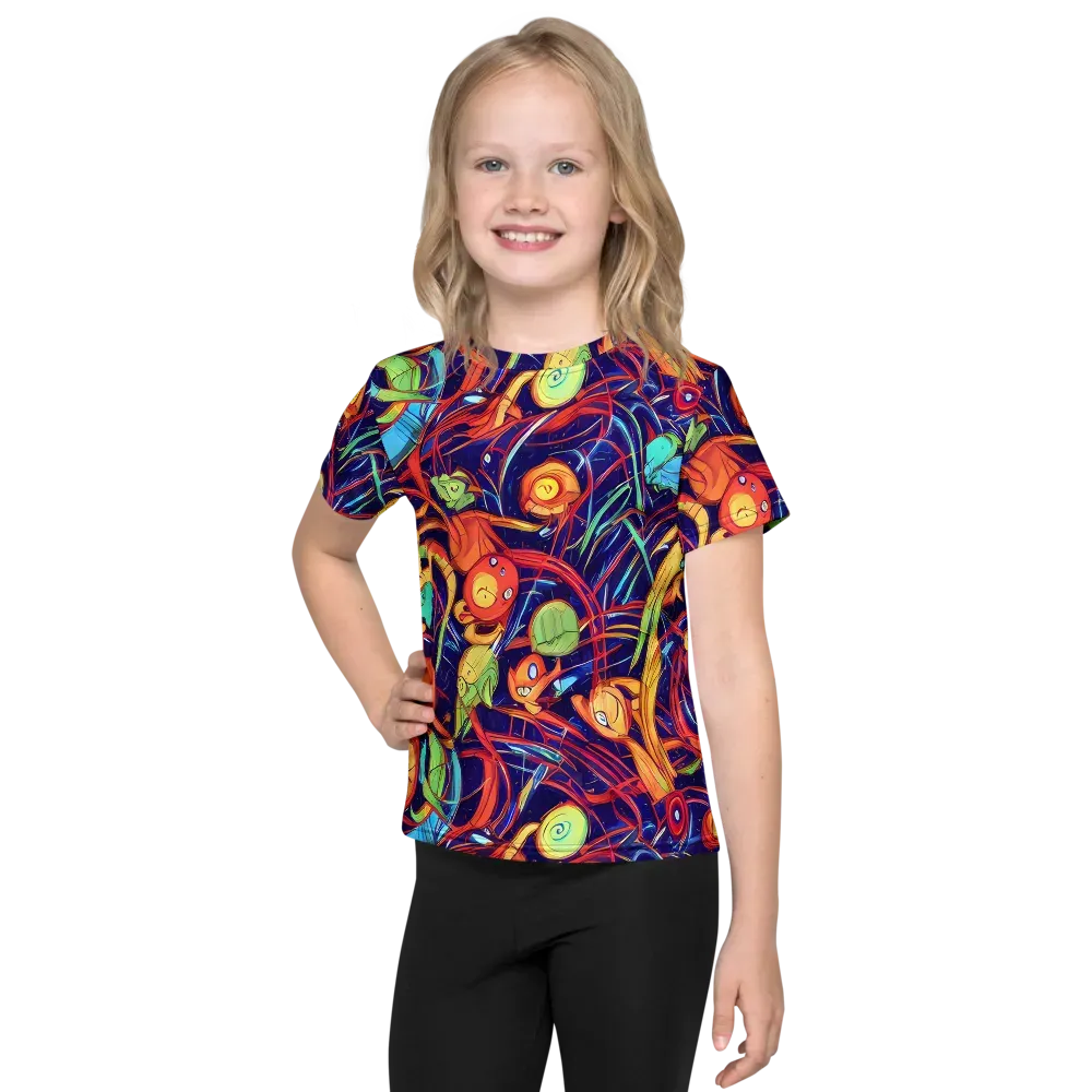 Neon Reef Rapture on Kids Crew Neck T-Shirt — Front