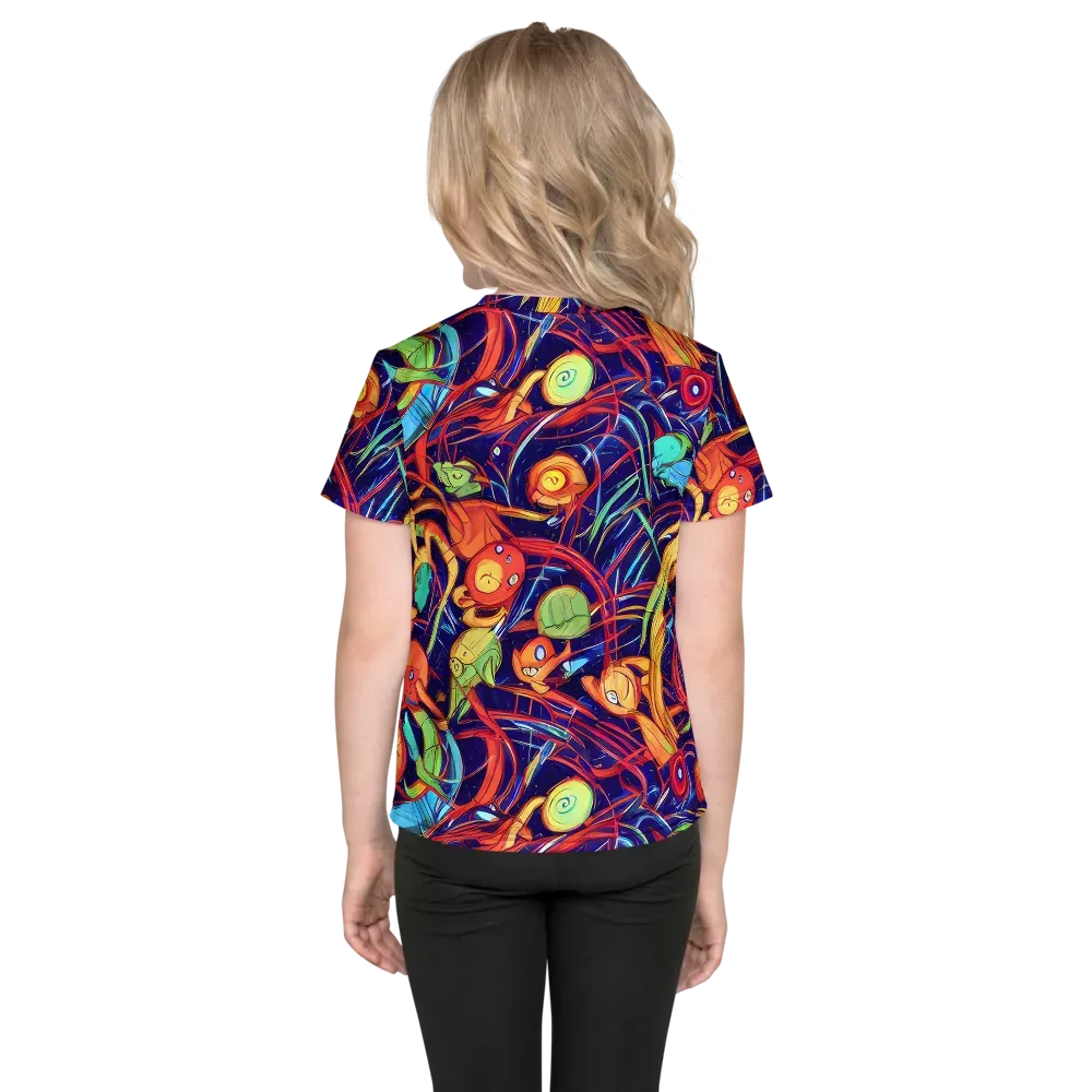 Neon Reef Rapture on Kids Crew Neck T-Shirt — Back
