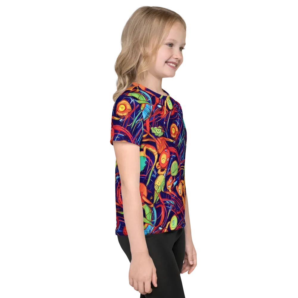 Neon Reef Rapture on Kids Crew Neck T-Shirt — Right