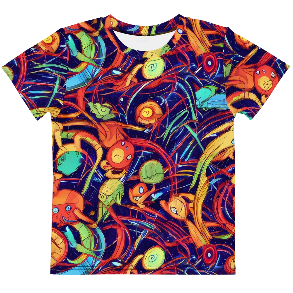Neon Reef Rapture on Kids Crew Neck T-Shirt — Front