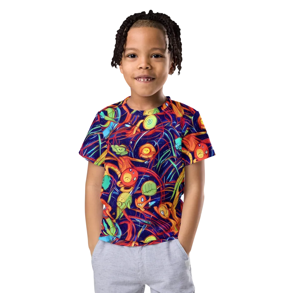 Neon Reef Rapture on Kids Crew Neck T-Shirt — Front