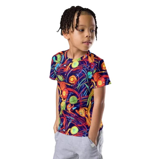 Neon Reef Rapture on a Kids Crew Neck T-Shirt