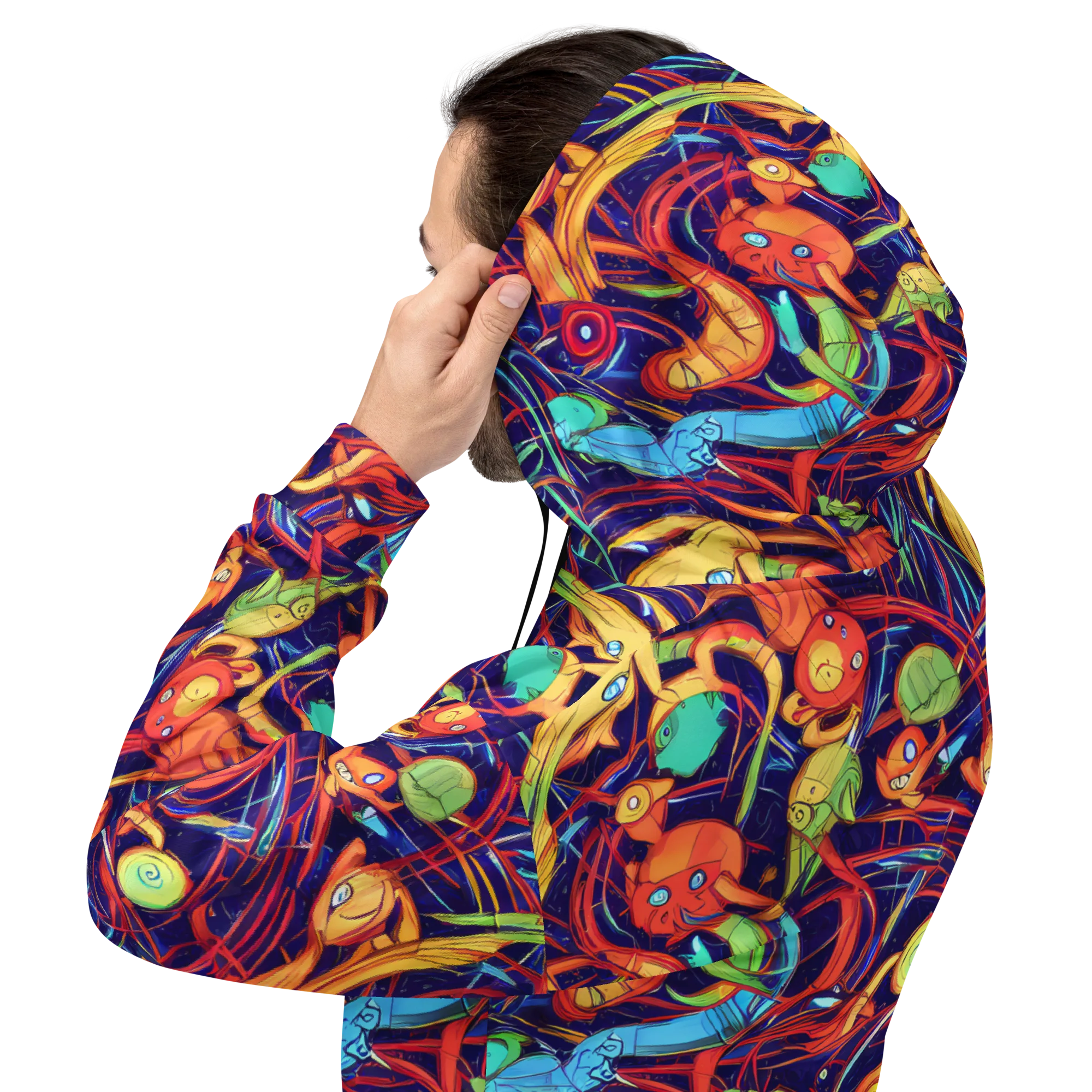 Neon Reef Rapture on Hoodie — Back