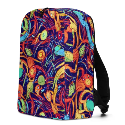 Neon Reef Rapture on a Minimalist Backpack