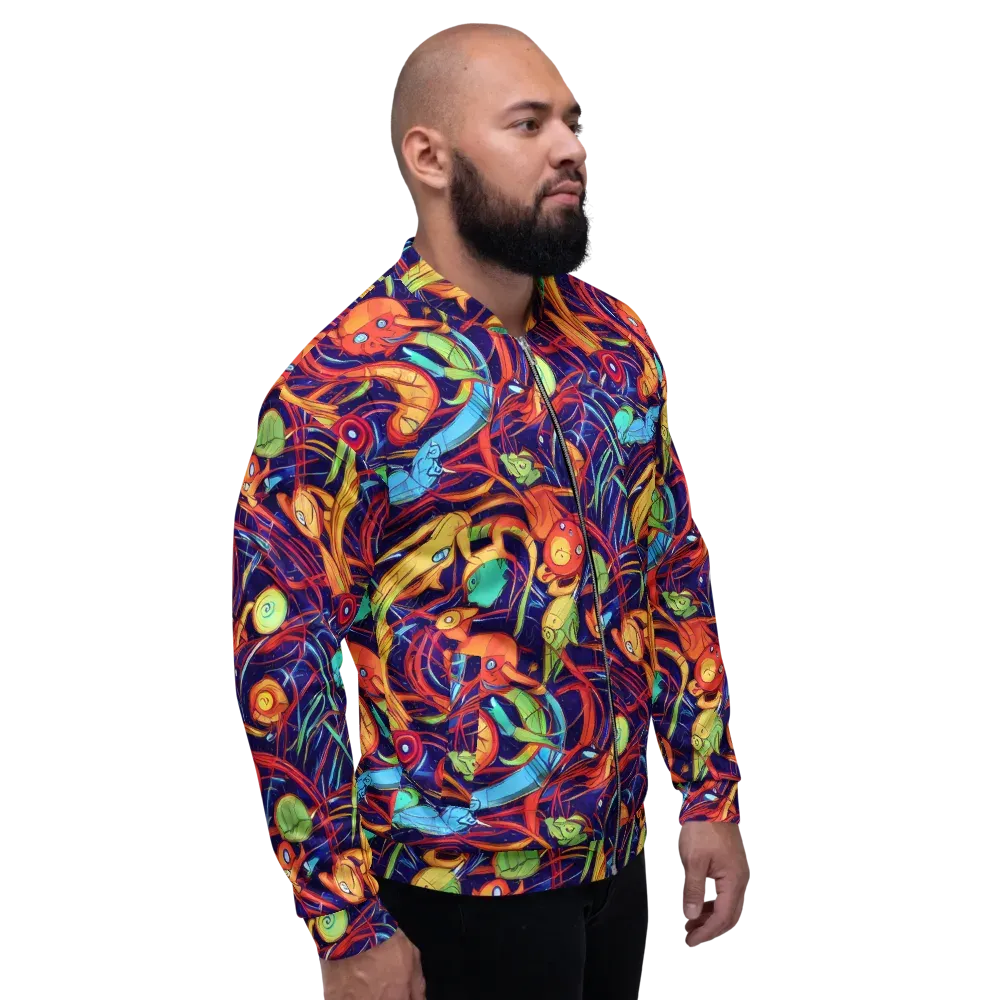 Neon Reef Rapture on Bomber Jacket — Right