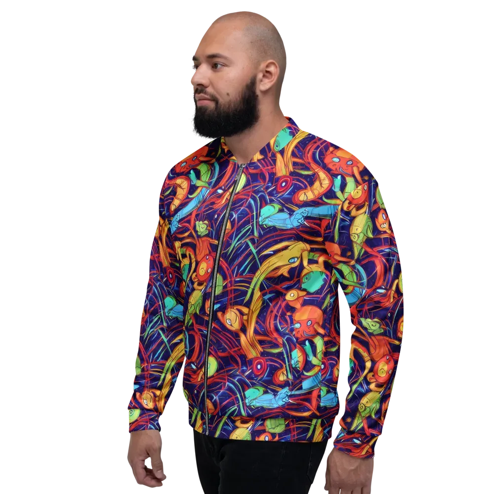 Neon Reef Rapture on Bomber Jacket — Left
