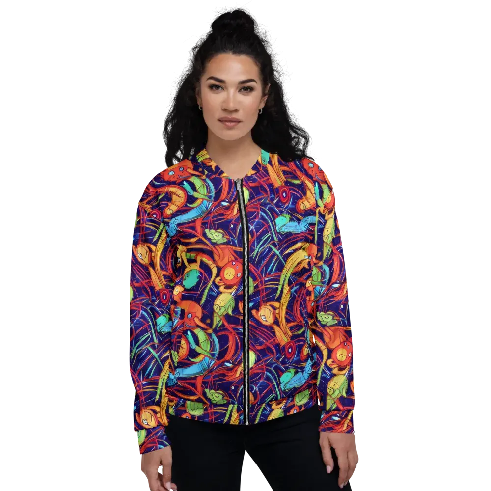 Neon Reef Rapture on Bomber Jacket — Front