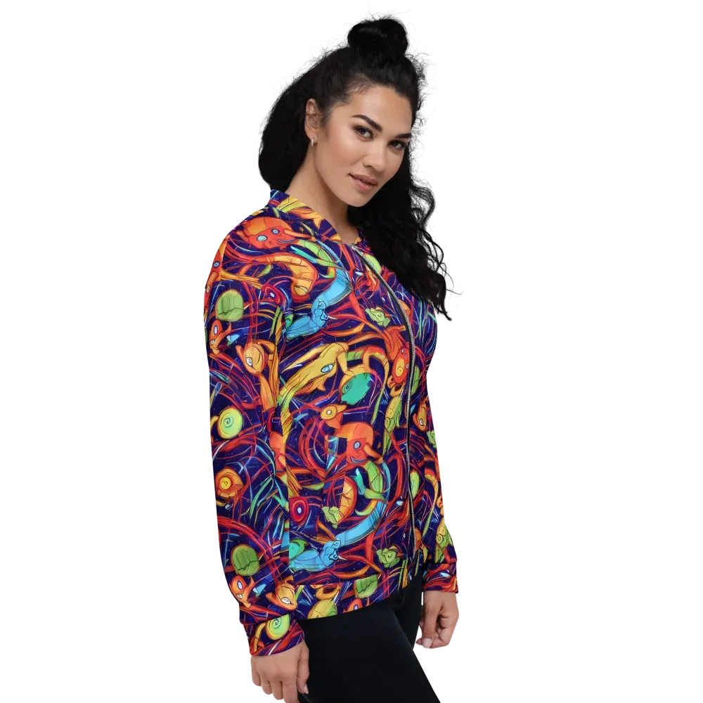 Neon Reef Rapture on Bomber Jacket — Right
