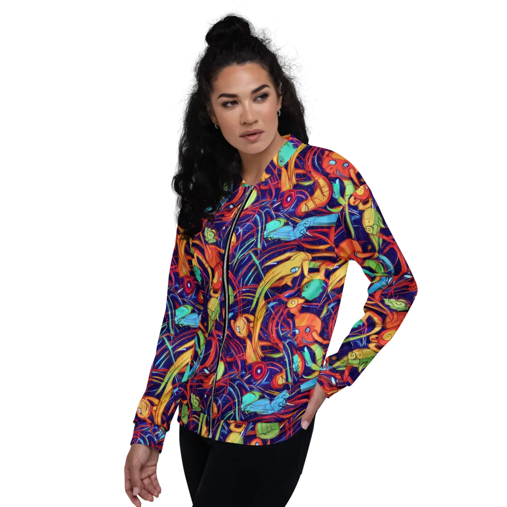 Neon Reef Rapture on Bomber Jacket — Left