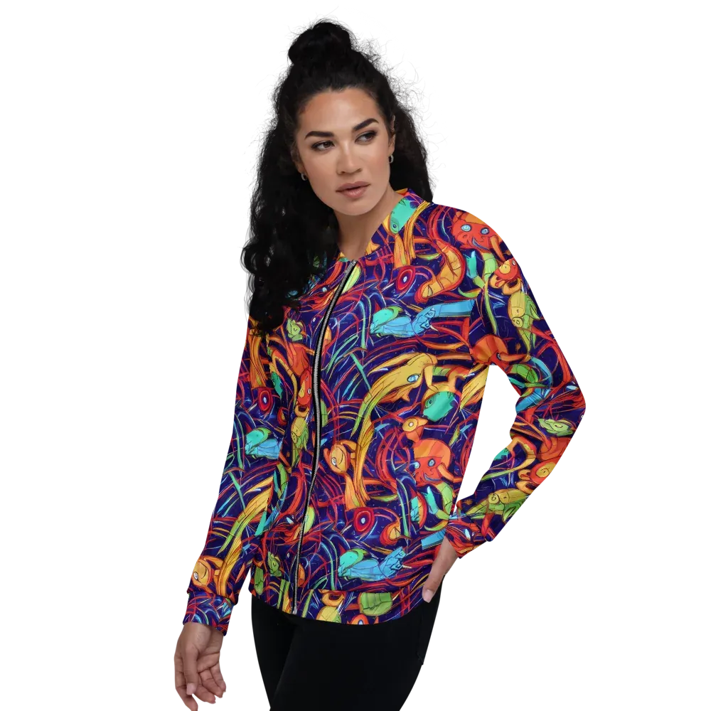 Neon Reef Rapture on Bomber Jacket — Left