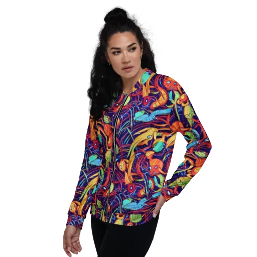 Neon Reef Rapture on a Bomber Jacket