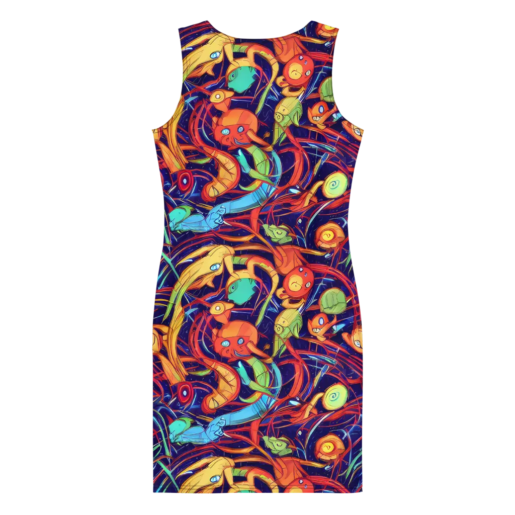 Neon Reef Rapture on Bodycon Dress — Back