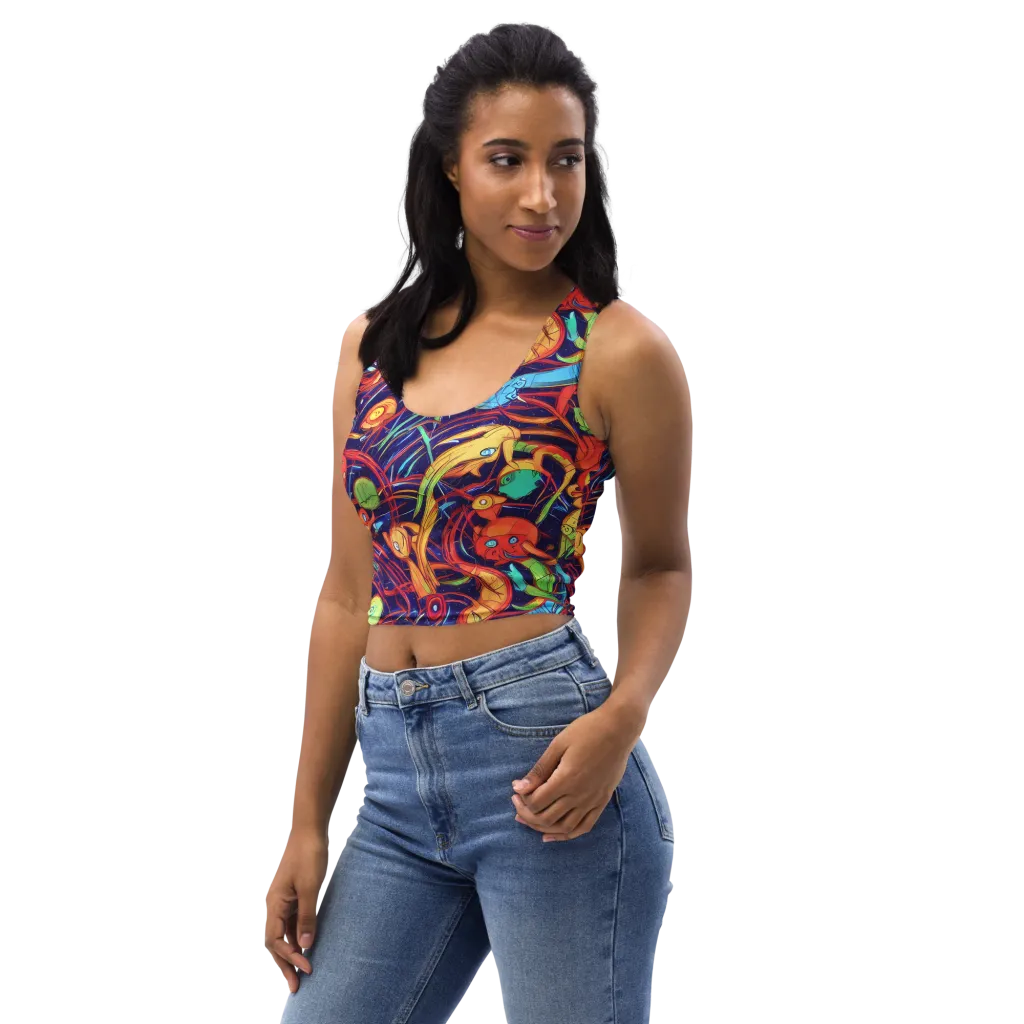 Neon Reef Rapture on Crop Top — Left Front