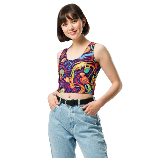 Neon Reef Rapture on a Crop Top