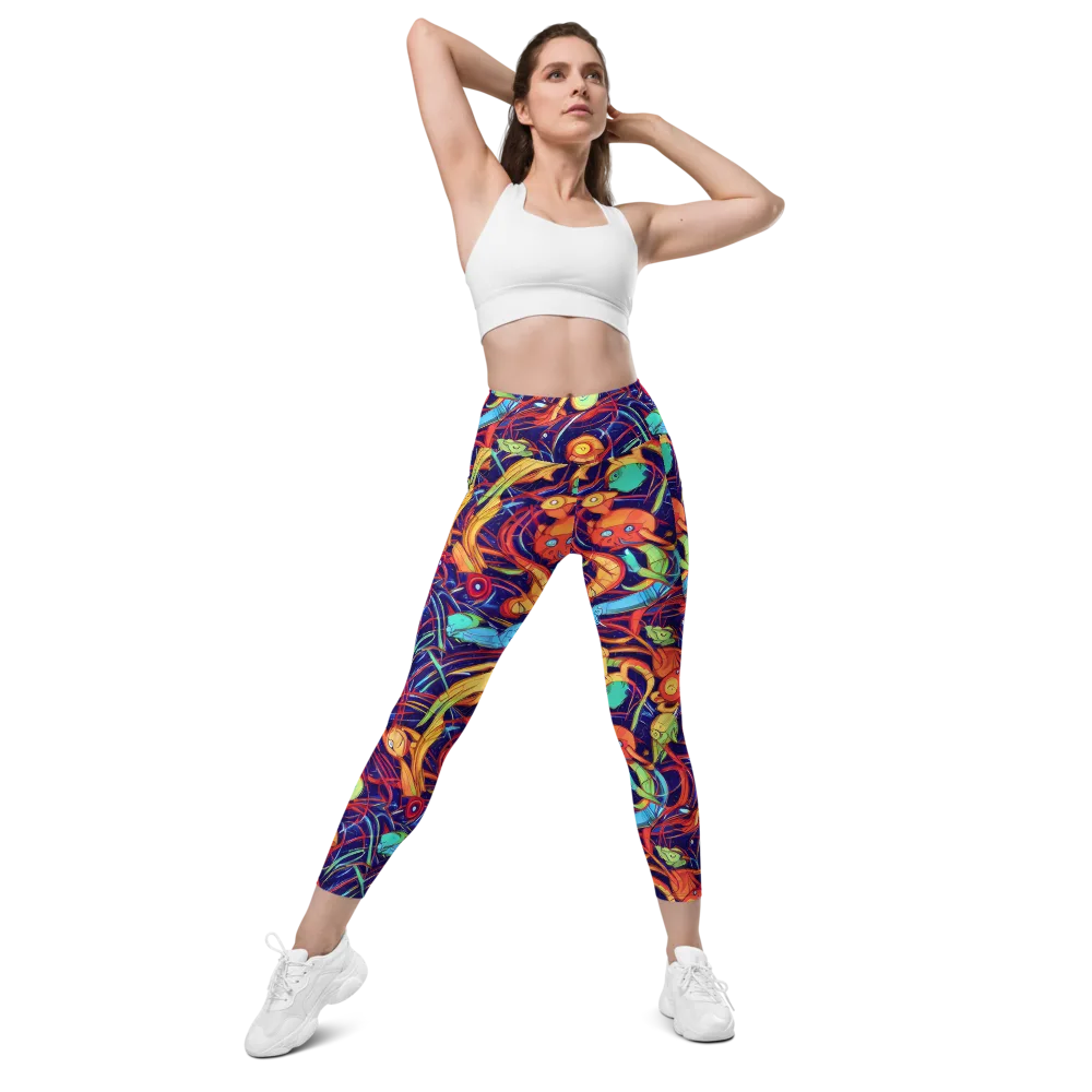 Neon Reef Rapture on Leggings with Pockets — Front