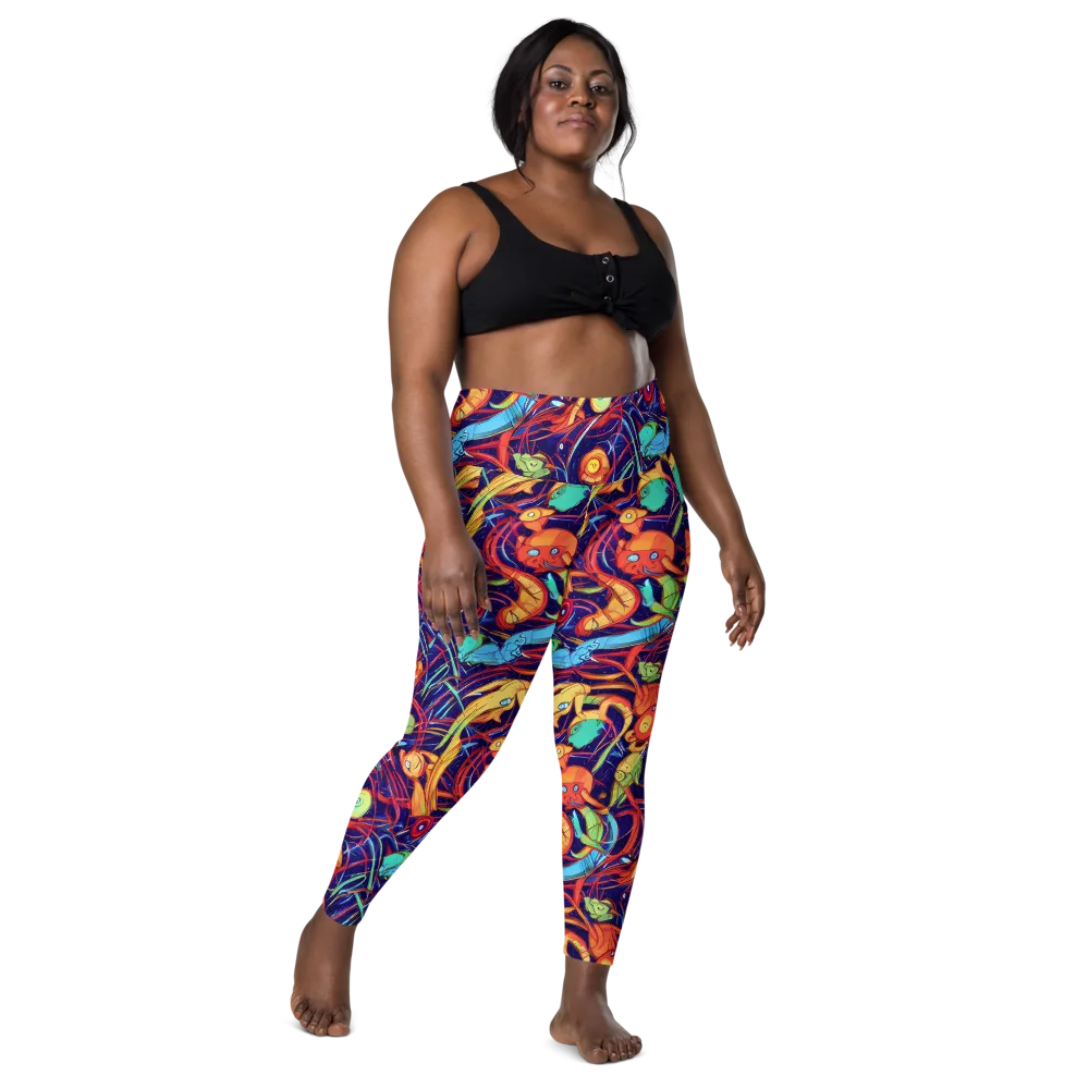 Neon Reef Rapture on Leggings with Pockets — Front