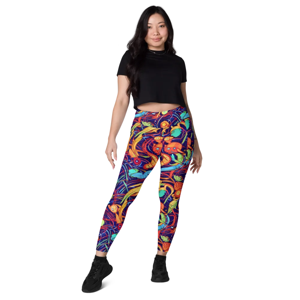 Neon Reef Rapture on Leggings with Pockets — Front