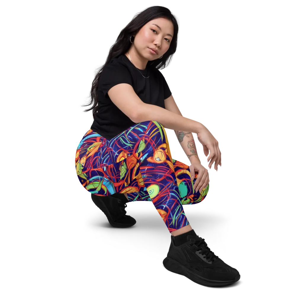 Neon Reef Rapture on Leggings with Pockets — Right Front
