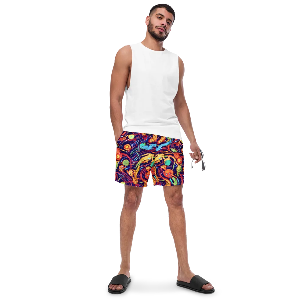 Neon Reef Rapture on Swim Trunks — Front