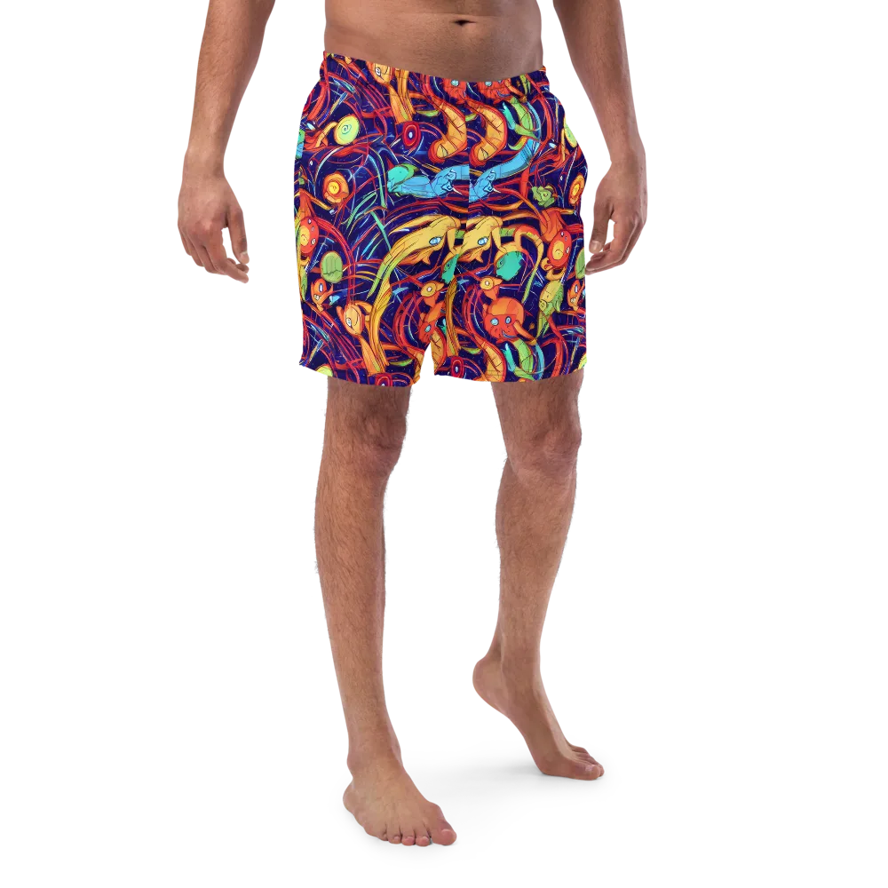 Neon Reef Rapture on Swim Trunks — Front
