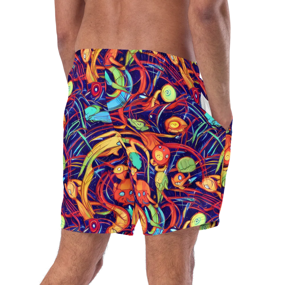Neon Reef Rapture on Swim Trunks — Right Back