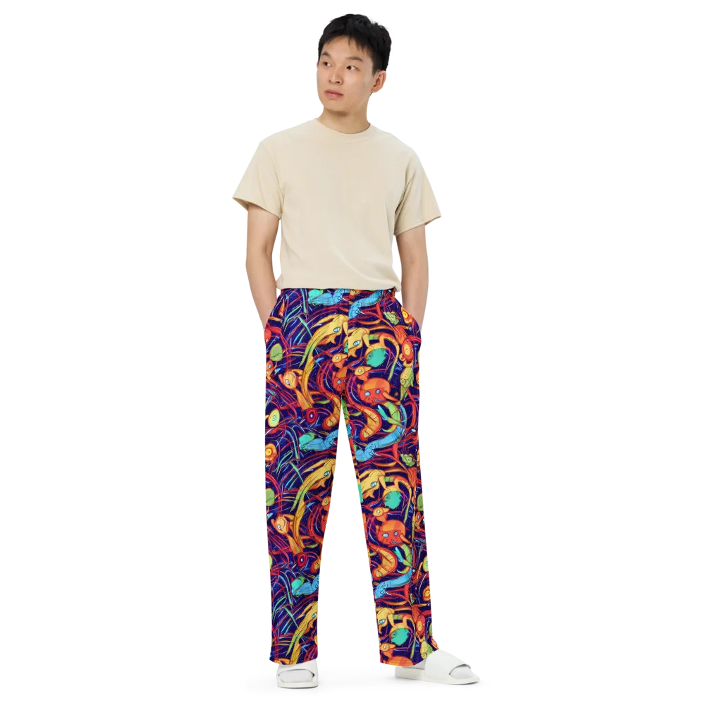Neon Reef Rapture on Wide-Leg Pants — Front
