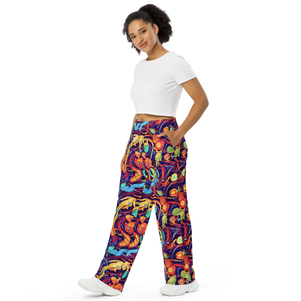 Neon Reef Rapture on Wide-Leg Pants — Left Front