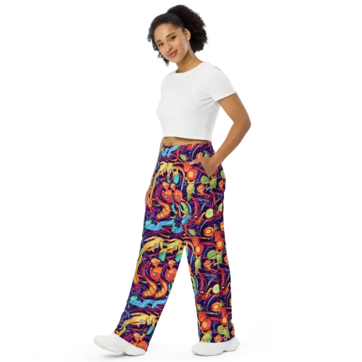 Neon Reef Rapture on a Wide-Leg Pants