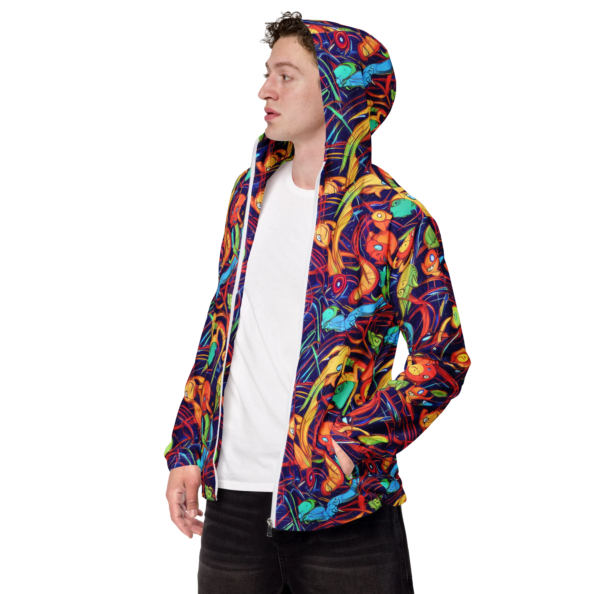Neon Reef Rapture on Men's Windbreaker — Left Front