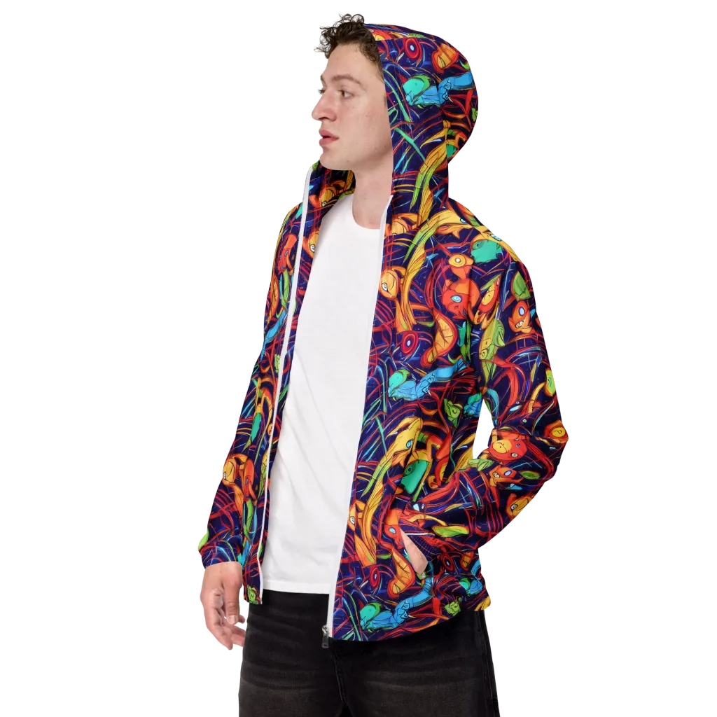Neon Reef Rapture on Men's Windbreaker — Left Front