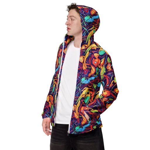 Neon Reef Rapture on a Men's Windbreaker