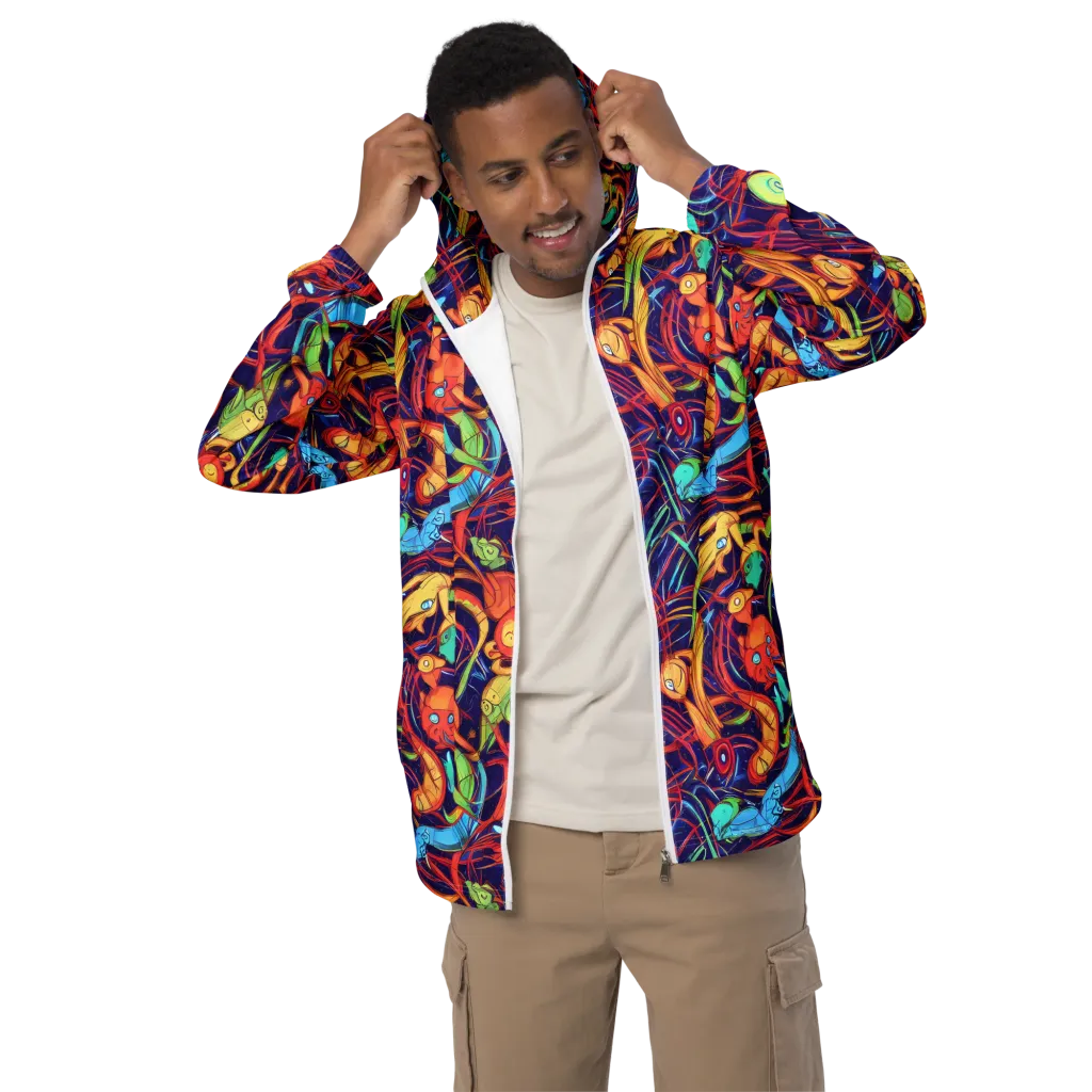 Neon Reef Rapture on Men's Windbreaker — Front